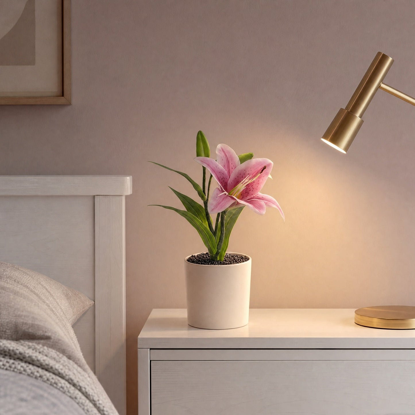 Real-Touch 3D Printed Artificial Dark Pink Lily Stems - Lifelike Faux Floral Arrangement for Dining Table Decor