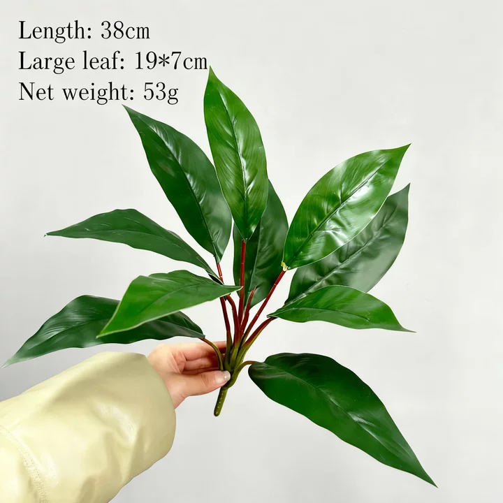 10-Leaf Artificial Dieffenbachia Plant, 10" Realistic Faux Dumb Cane Plant (Pot Not Included) - Evergreen Fake Tropical Plant for Home Office Decor