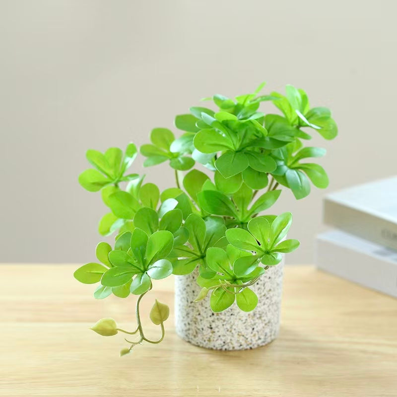 Potted Artificial Hanging Bell Greenery - Light Green Hanging Arrangement Cylindrical Plastic Pot