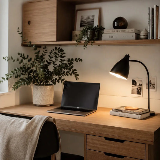 Best UV resistant artificial plants styled on a modern student desk with zero maintenance