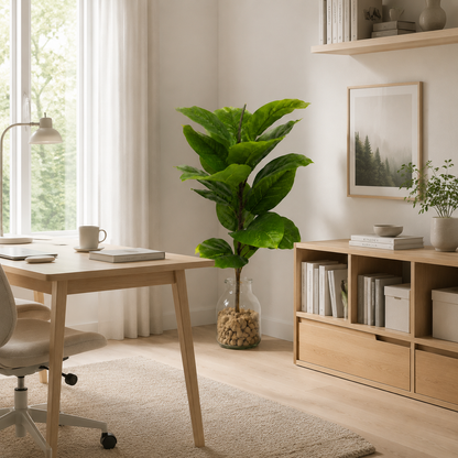 Real-Touch Faux Fiddle Leaf Fig Tree (19 in) | Artificial Ficus Lyrata(Pot Not Included)