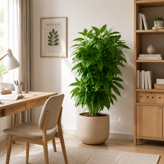About 30 inches Faux Money Tree Artificial Plant - 18 Lifelike Wired Silk Leaves, Braided Wood Trunk | Large Indoor Fake Pachira Tree for Living Room & Entryway Decor (Decorative Pot Not Included)
