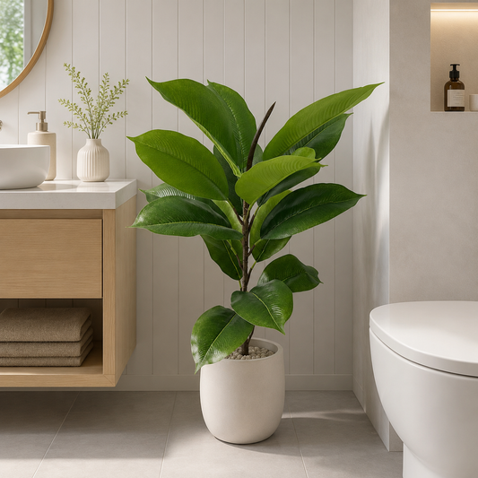 Real-Touch Faux Rubber Tree - Premium Artificial Ficus Elastica for Home & Office(Pot Not Included)