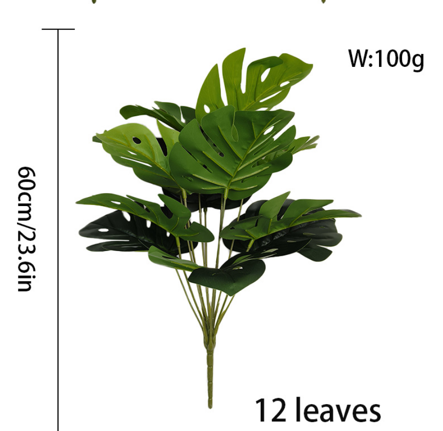 【12 leaves】VibeGreen Artificial Monstera Deliciosa Plant, Real Touch Fake Swiss Cheese Plant for Summer Refresh Housewarming Gift,  Nordic Style Indoor Floor Plant Decor, Premium Life-Like & No Maintenance For Living Room Office Home Aesthetic