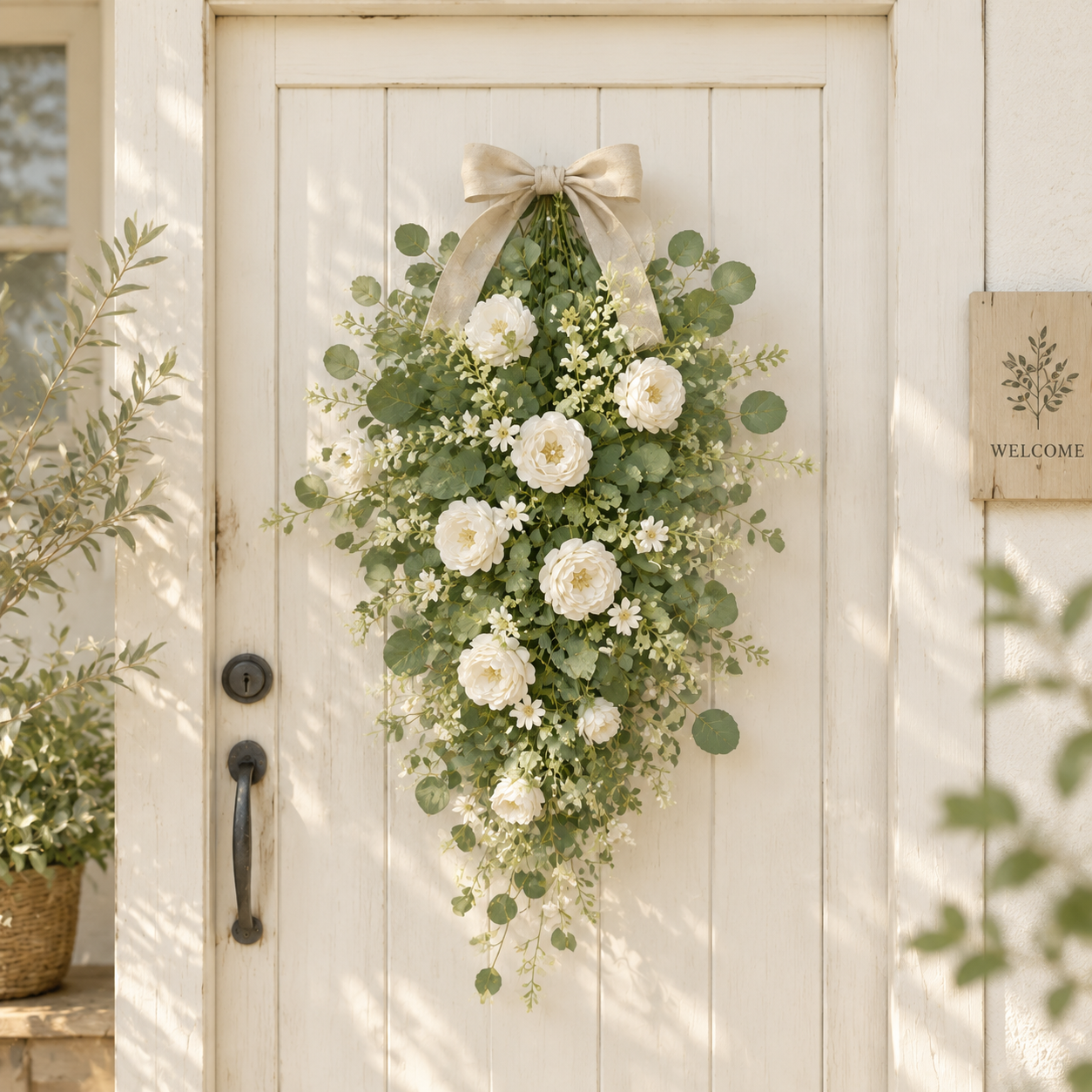 [fall decor]LUXGARDEN Artificial Eucalyptus Garland with Roses Fake Greenery Vines for Wedding Arch Fall Party Decor Realistic Faux Floral Hanging Plants Table Runner Home Centerpieces
