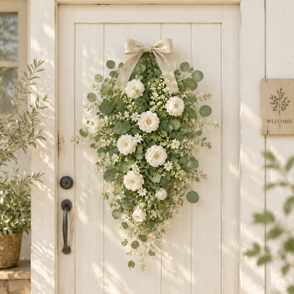 [fall decor]LUXGARDEN Artificial Eucalyptus Garland with Roses Fake Greenery Vines for Wedding Arch Fall Party Decor Realistic Faux Floral Hanging Plants Table Runner Home Centerpieces
