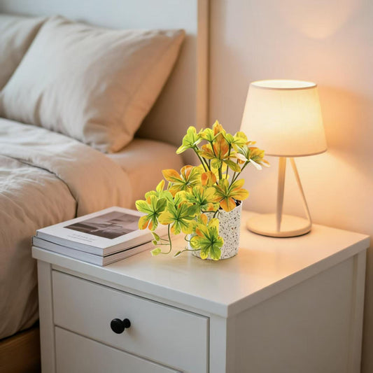 Potted Artificial Hanging Bell Greenery - Yellow Hanging Arrangement Cylindrical Plastic Pot