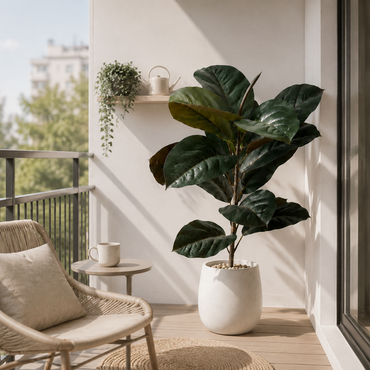 Premium 19 in Artificial Fiddle Leaf Fig Tree – Real-Touch Faux Ficus Lyrata Plant for Indoor Home & Office Decor(Pot Not Included)