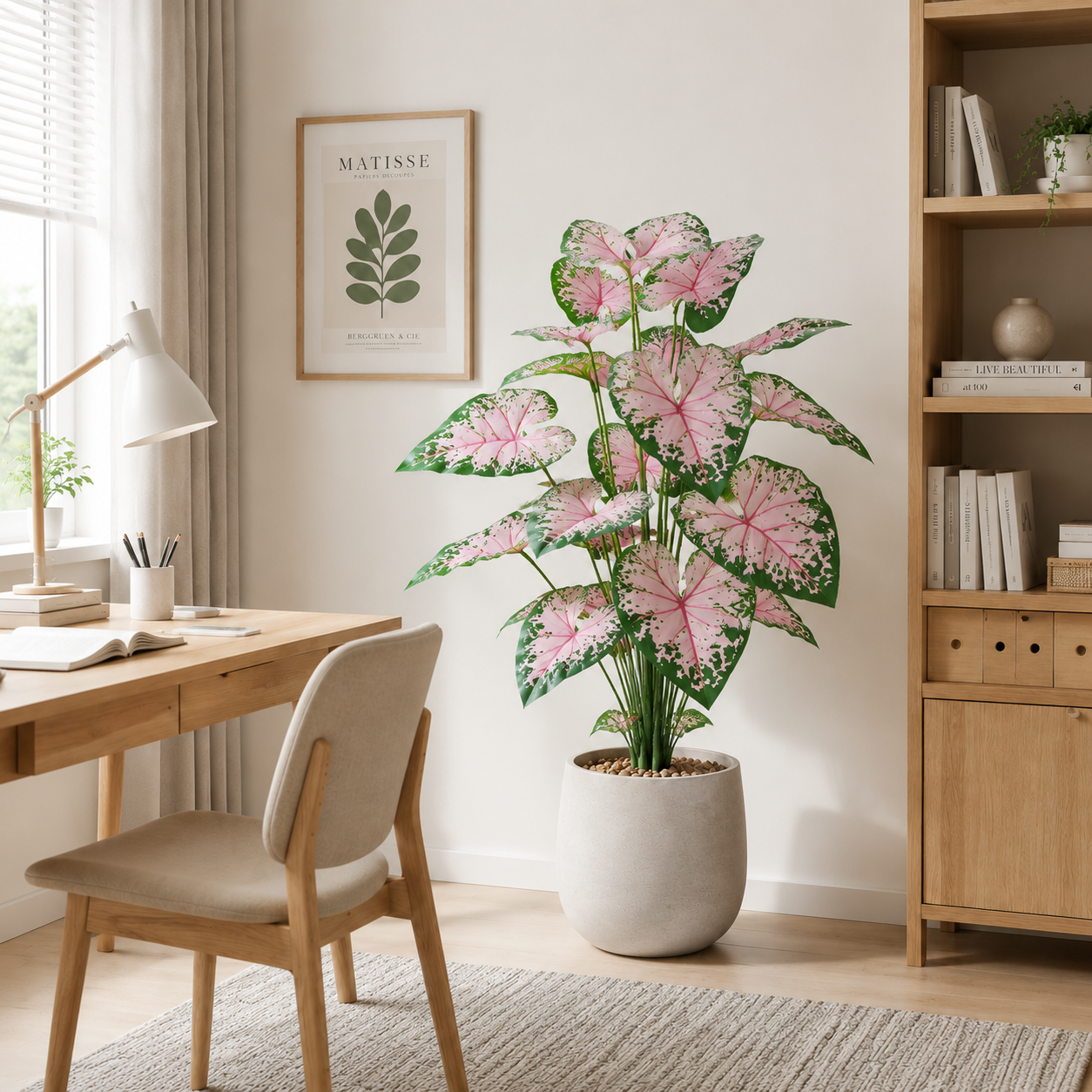 Lush Artificial Caladium Plant (24 Leaves) - Large Faux Elephant Ear Tropical Greenery for Floor, Foyer & Entryway Decor, UV Protected Silk Plant (Planter Not Included)