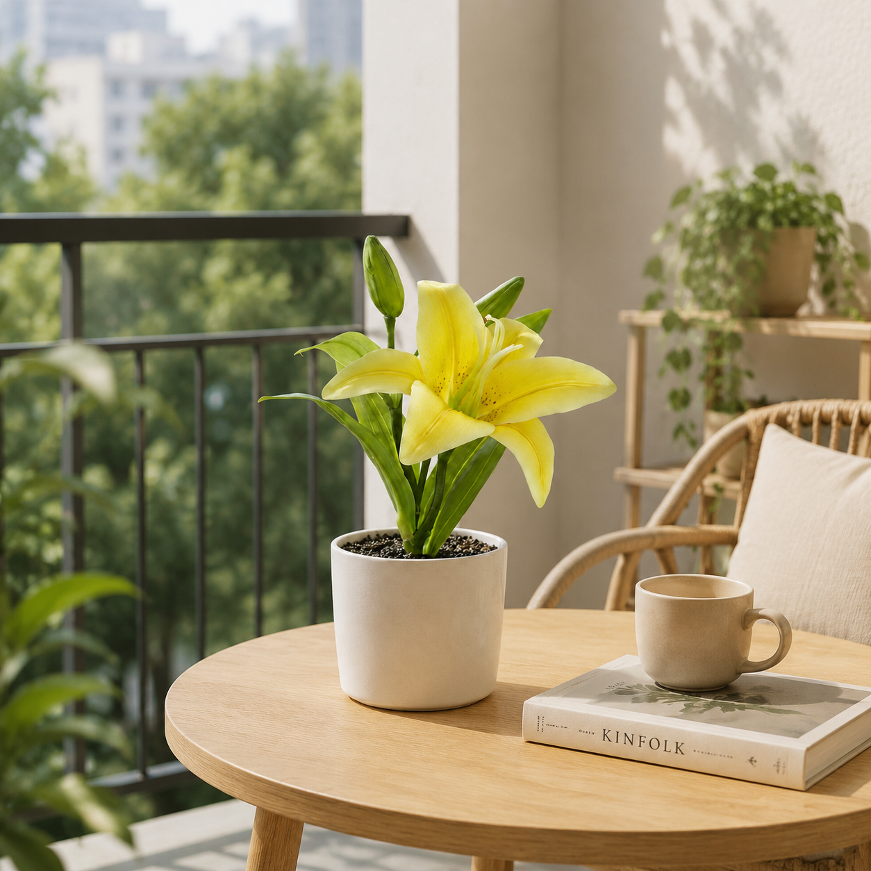 Real-Touch 3D Printed Artificial Yellow Lily Bundle - Bright & Cheerful Faux Flowers for Kitchen & Farmhouse Decor