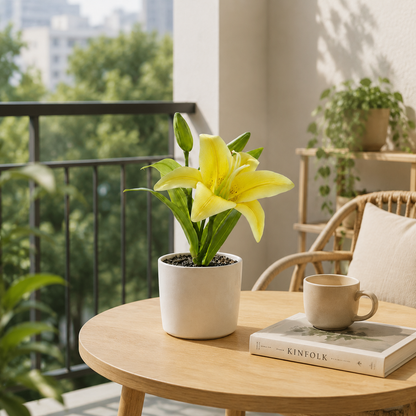 Real-Touch 3D Printed Artificial Yellow Lily Bundle - Bright & Cheerful Faux Flowers for Kitchen & Farmhouse Decor