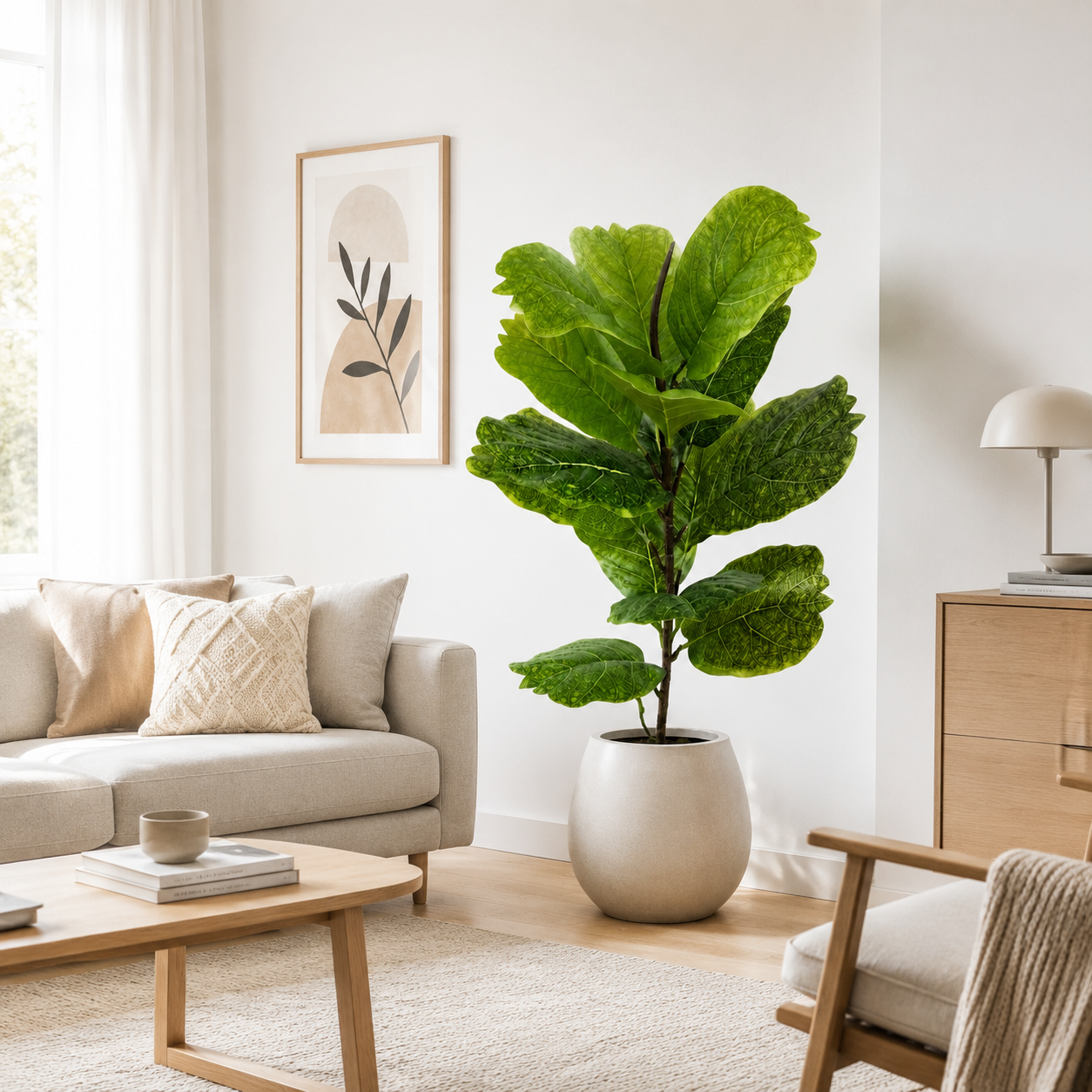 19" Faux  Ginkgo Leaf Stem, Real Touch Autumn Botanical Spray for Home Decor, Lifelike Artificial Branch for Vase(Pot Not Included)