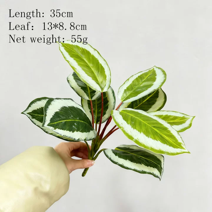Real-Touch Artificial Rubber Tree Leaf Stems,10 leaves 10" Faux Ficus Elastica Branches for Home & Office Decor （Pot Not Included)