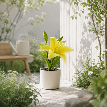 Real-Touch 3D Printed Artificial Yellow Lily Bundle - Bright & Cheerful Faux Flowers for Kitchen & Farmhouse Decor