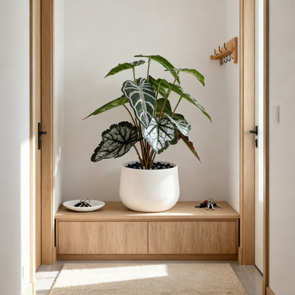 Real-Touch Artificial Alocasia Plant in Pot - 24" Fake Elephant Ear Plant for Modern Home Office Decor
