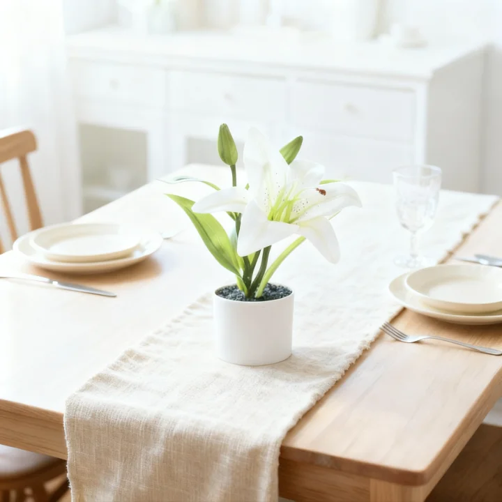 Real-Touch 3D Printed Artificial White Lily Stems - Lifelike Faux Lilies for Modern Home Decor & Vase Fillers