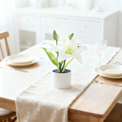 Real-Touch 3D Printed Artificial White Lily Stems - Lifelike Faux Lilies for Modern Home Decor & Vase Fillers