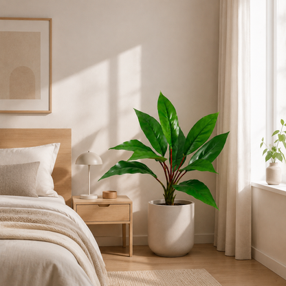 10-Leaf Artificial Dieffenbachia Plant, 10" Realistic Faux Dumb Cane Plant (Pot Not Included) - Evergreen Fake Tropical Plant for Home Office Decor