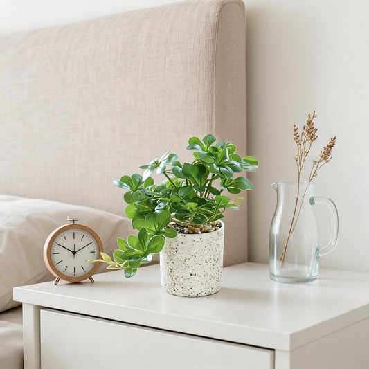 Potted Artificial Hanging Bell Greenery - Dark Green Hanging Arrangement Cylindrical Plastic Pot