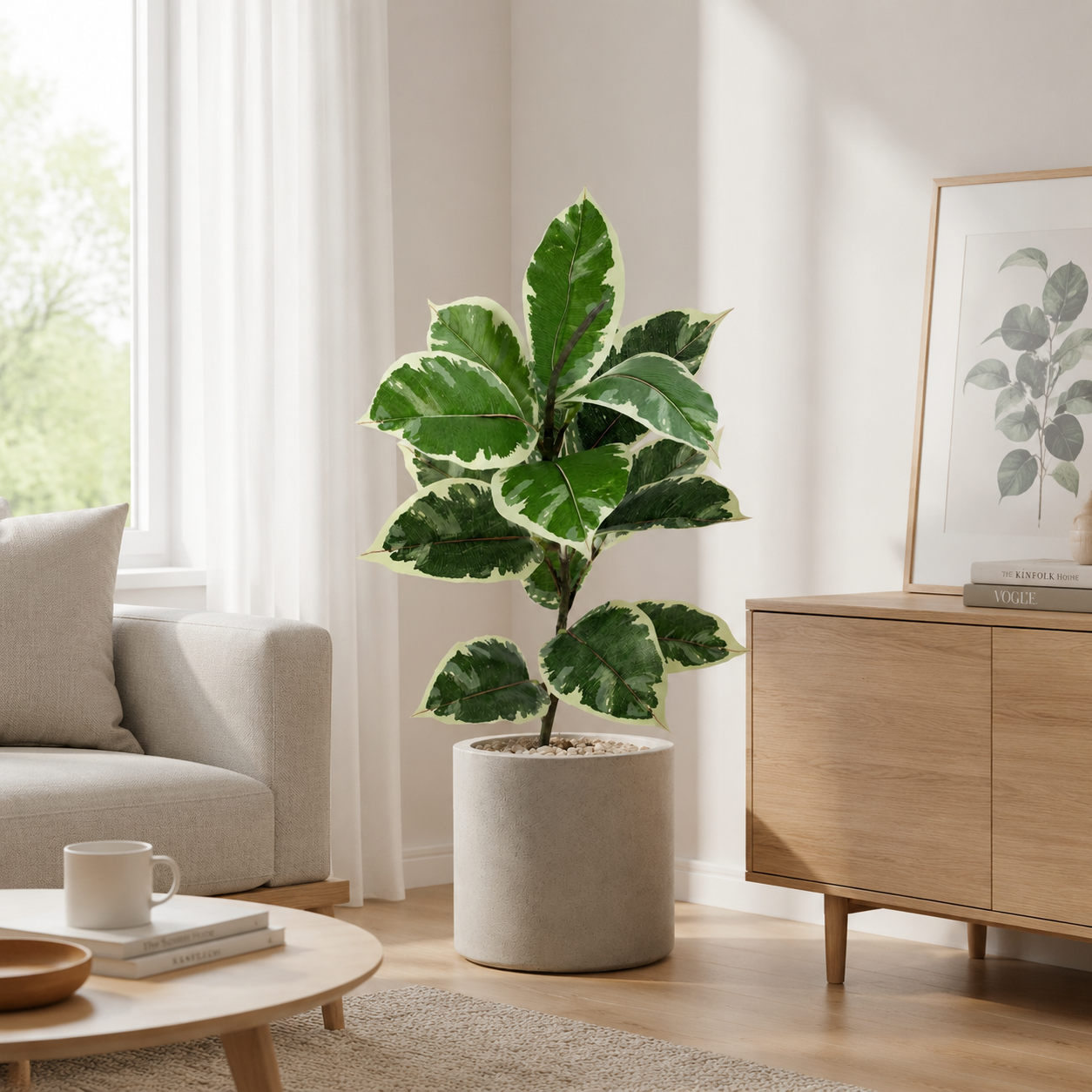 Artificial Rubber Tree and Fiddle Leaf Fig Stems - Rubber Tree(Pot Not Included)