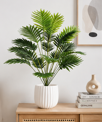 Lifelike 12-Frond Artificial Areca Palm Tree - Premium Faux Tropical Silk Plant for Home & Office Decor (Planter Not Included)