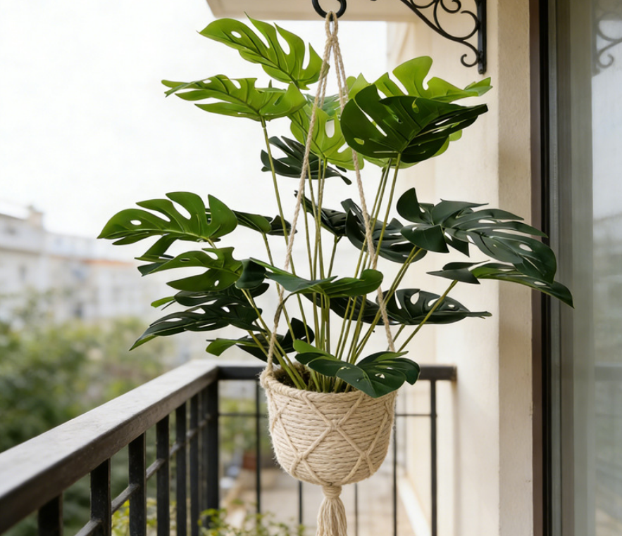 【12 leaves】VibeGreen Artificial Monstera Deliciosa Plant, Real Touch Fake Swiss Cheese Plant for Summer Refresh Housewarming Gift,  Nordic Style Indoor Floor Plant Decor, Premium Life-Like & No Maintenance For Living Room Office Home Aesthetic