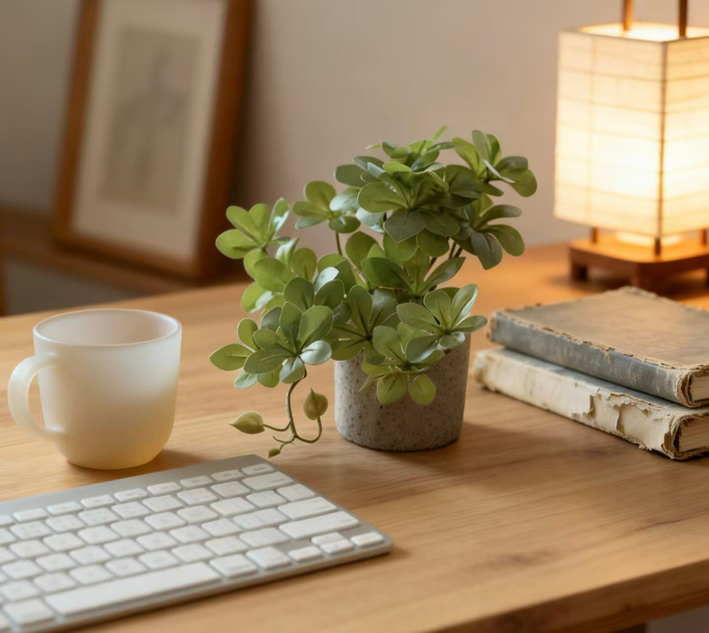 Potted Artificial Hanging Bell Greenery - Light Green Hanging Arrangement Cylindrical Plastic Pot