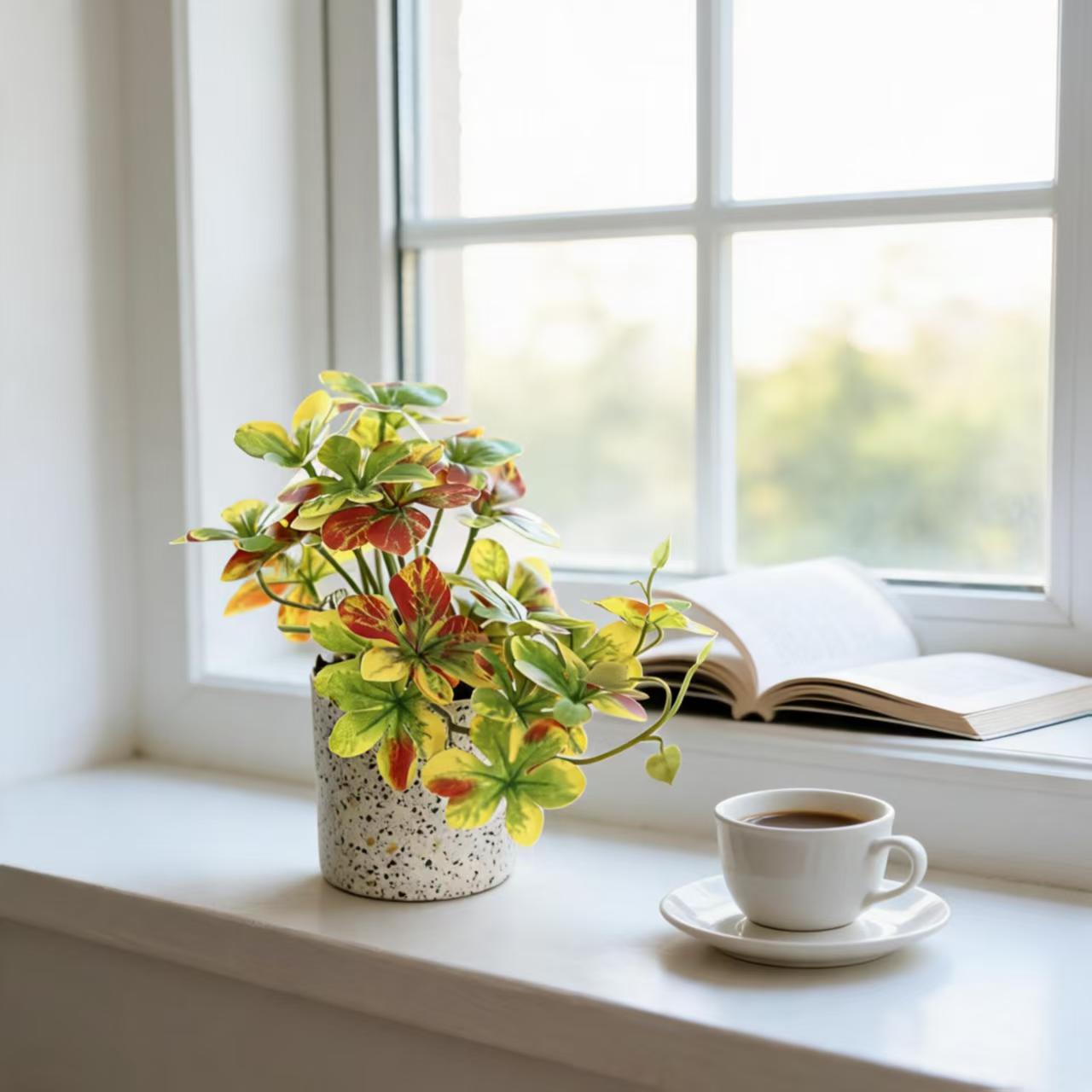 Potted Artificial Hanging Bell Greenery - Yellow Hanging Arrangement Cylindrical Plastic Pot