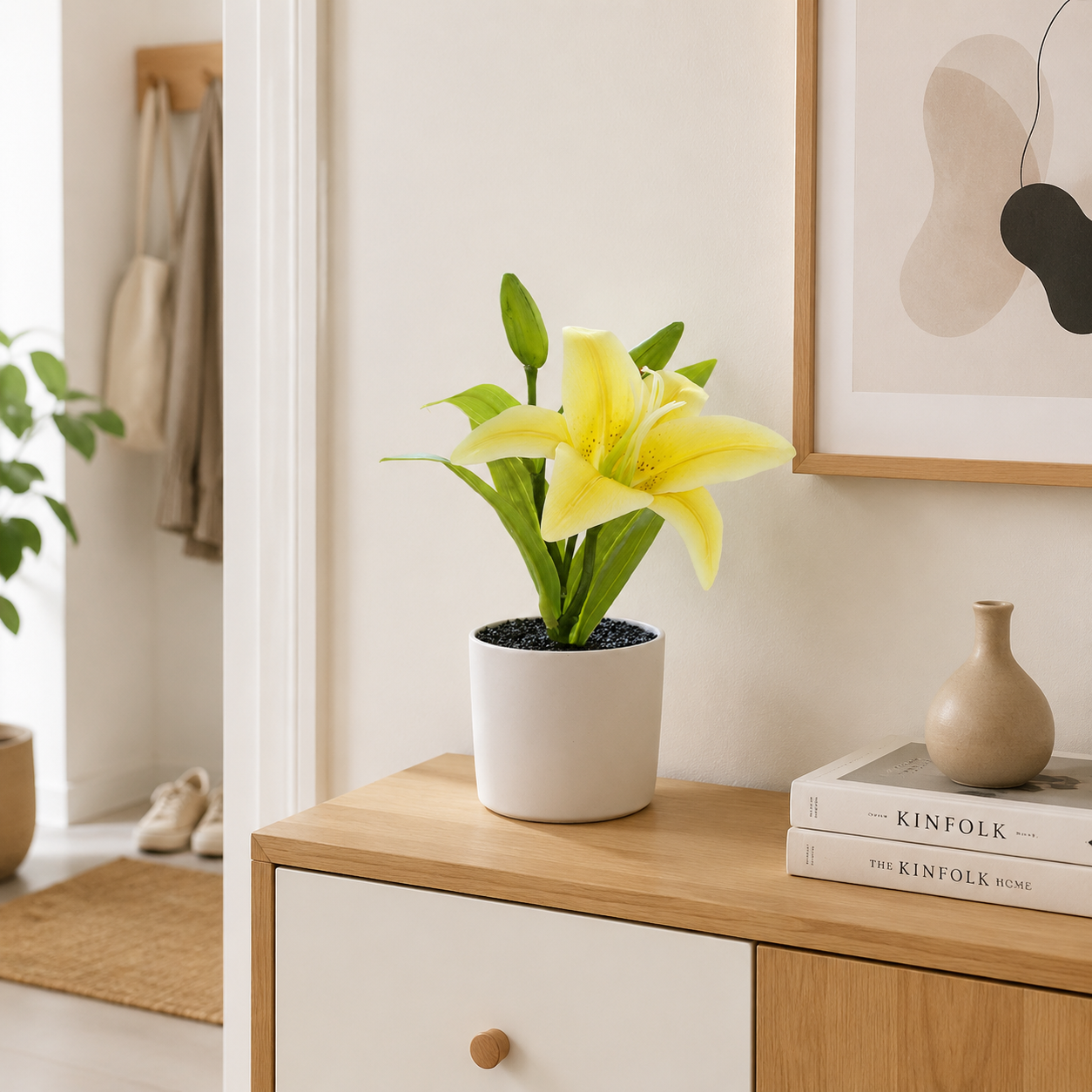 Real-Touch 3D Printed Artificial Yellow Lily Bundle - Bright & Cheerful Faux Flowers for Kitchen & Farmhouse Decor