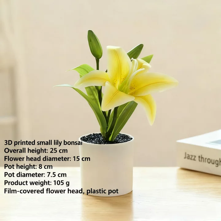 Real-Touch 3D Printed Artificial Yellow Lily Bundle - Bright & Cheerful Faux Flowers for Kitchen & Farmhouse Decor