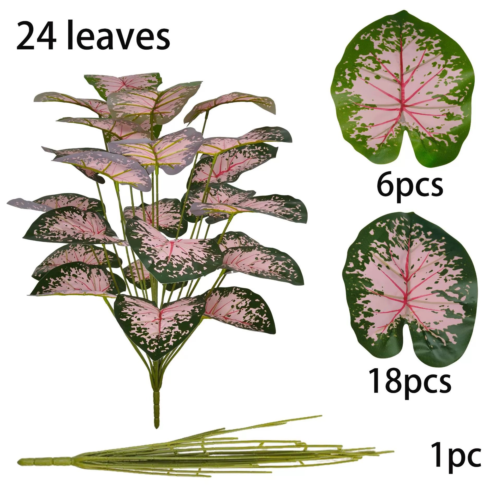 Artificial Caladium Floor Plant - 24-Stem Caladium(without Pot)