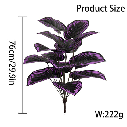 18-Leaf Artificial Gothic Purple Violet Plant - Dark Halloween Greenery Bush for Living Room Holiday Decor (Unpotted)