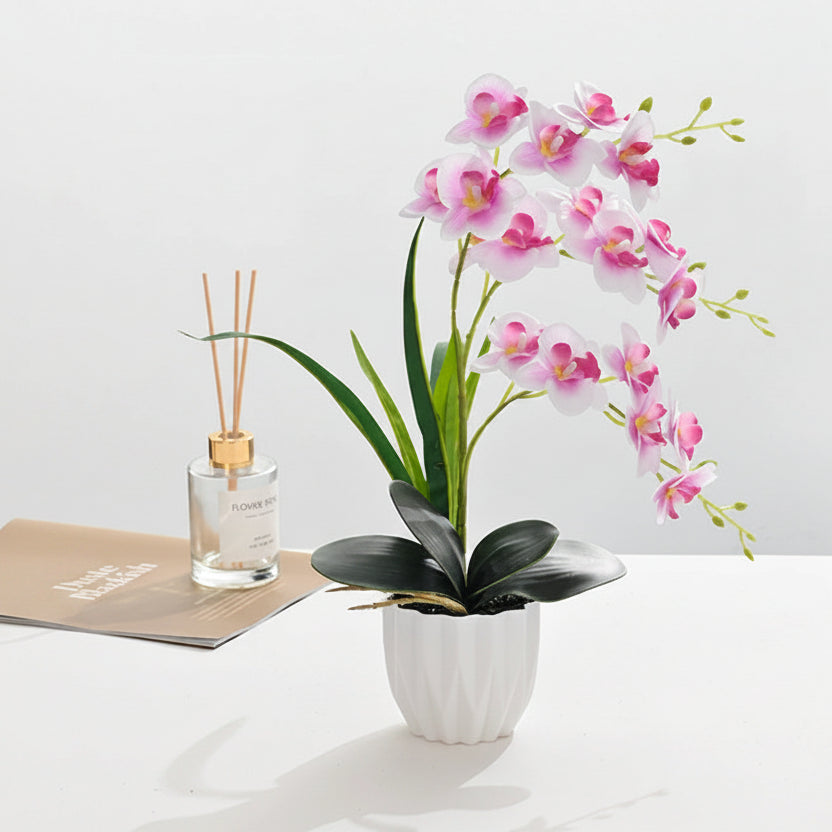 Potted Artificial Three-Branch Orchid - 2025469 White Three-Branch Orchid Arrangement