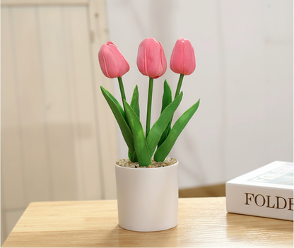 Potted Artificial PU Tulip Arrangement - 091888 PU Tulip Pink Arrangement