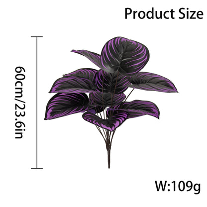 12-Leaf Gothic Faux Black Violet Bush - Halloween Artificial Purple Greenery Stem for Dark Academia Home Decor (Pot Not Included)