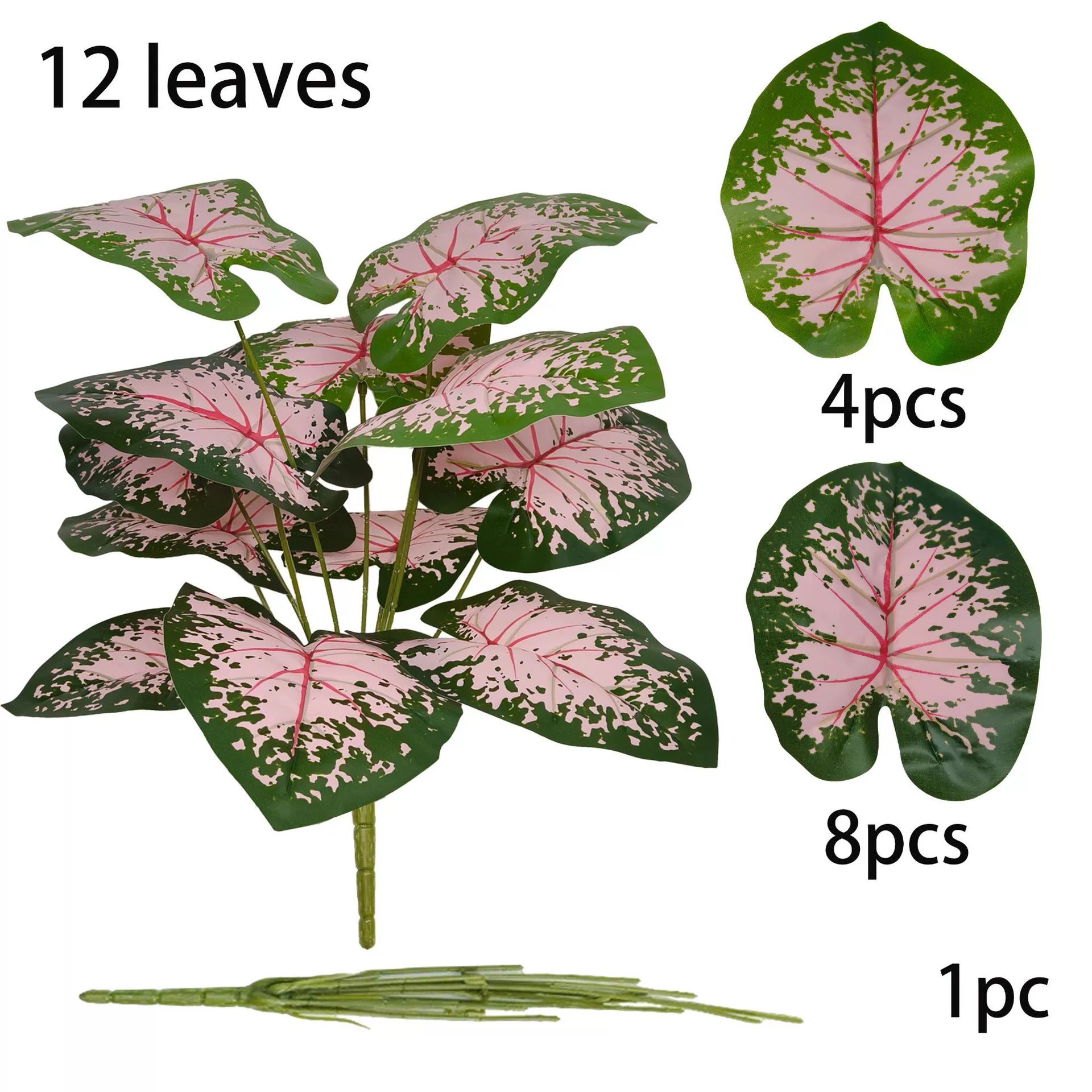 Artificial Caladium Floor Plant - 12-Stem Caladium(without Pot)