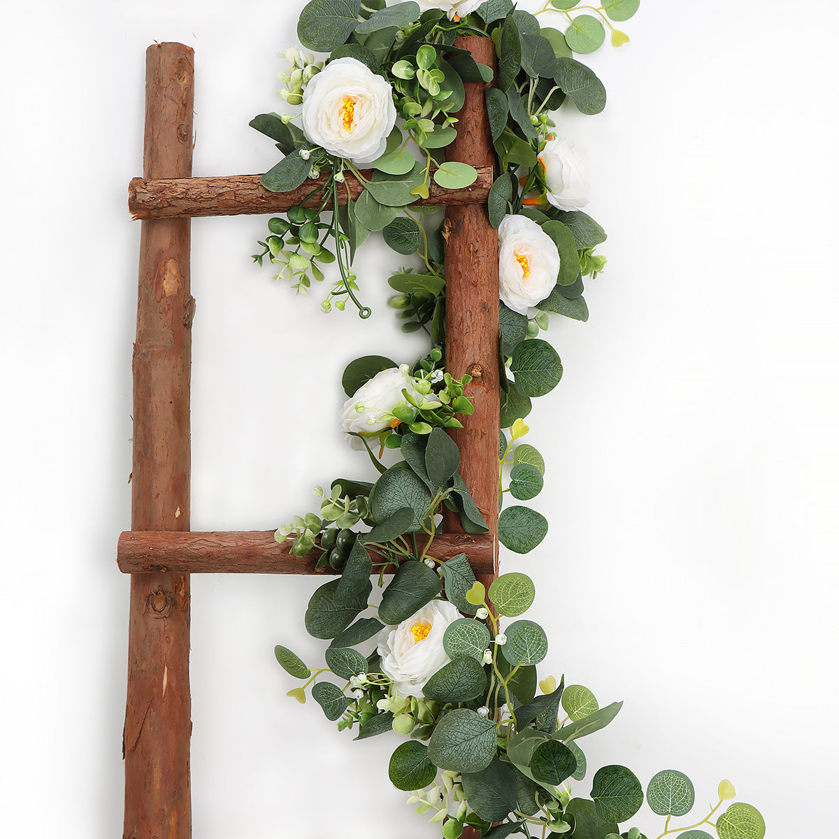 [fall decor]LUXGARDEN Artificial Eucalyptus Garland with Roses Fake Greenery Vines for Wedding Arch Fall Party Decor Realistic Faux Floral Hanging Plants Table Runner Home Centerpieces