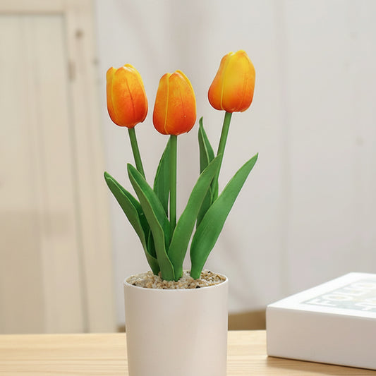 Potted Artificial PU Tulip Arrangement - 091886 PU Tulip Yellow Arrangement