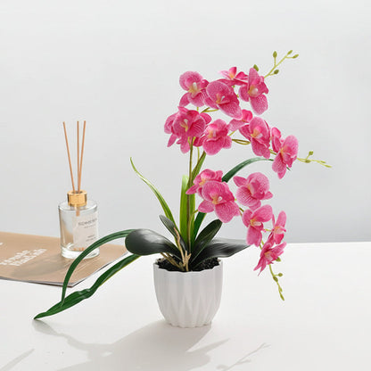 Potted Artificial Three-Branch Orchid - 2025470 Rose Red Three-Branch Orchid Arrangement