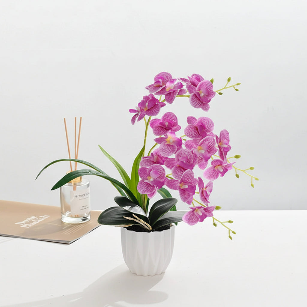 Potted Artificial Three-Branch Orchid - 2025471 Magenta Three-Branch Orchid Arrangement