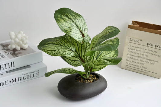Mini Potted Artificial Plants for Desk Decor - 2501130 Potted Artificial Greenery(Plastic Pot)