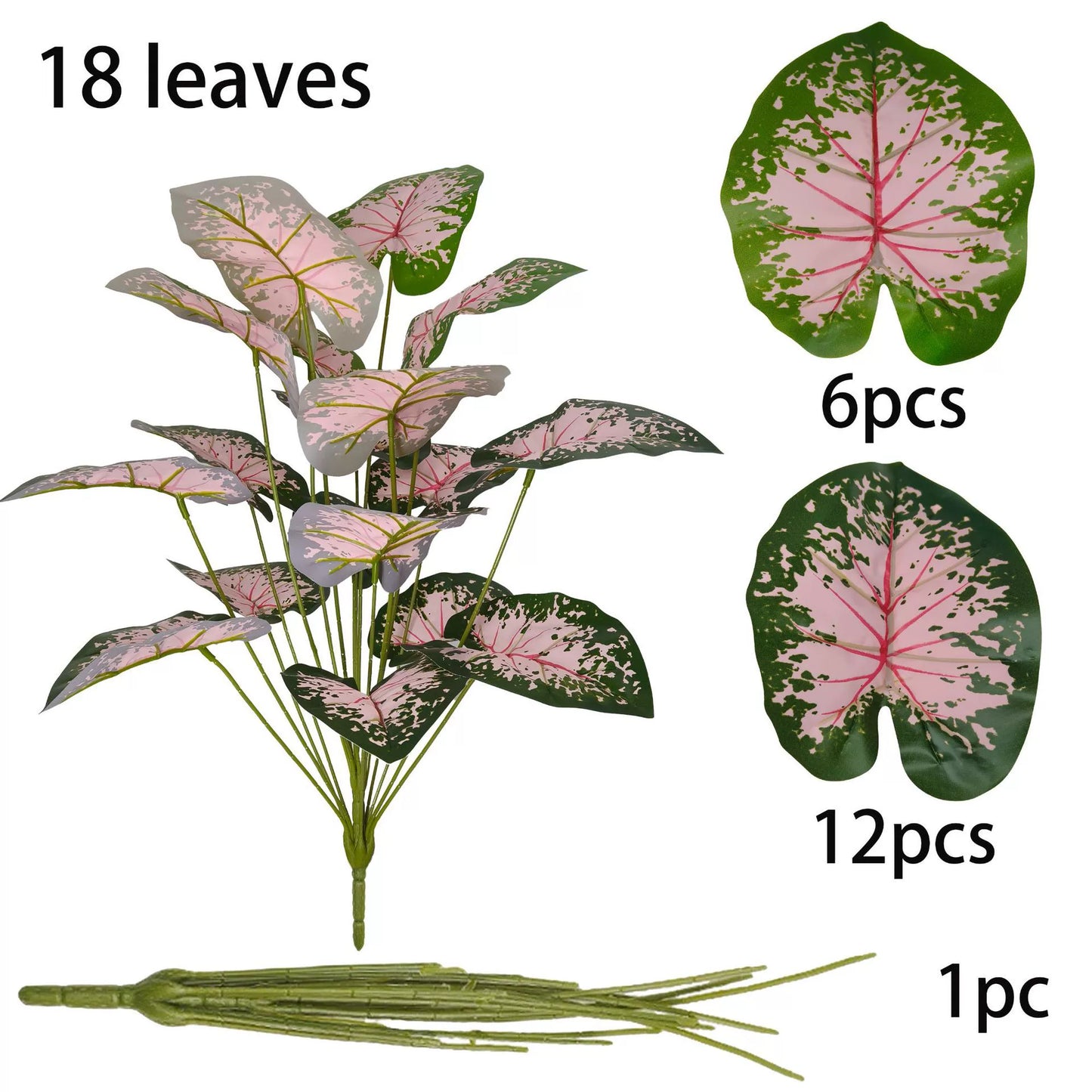 Artificial Caladium Floor Plant - 18-Stem Caladium(without Pot)