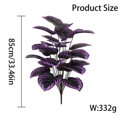 24-Leaf Large Halloween Faux Dark Violet Bush - Moody Gothic Faux Plant for Floor Vase & Table Centerpiece (No Pot)