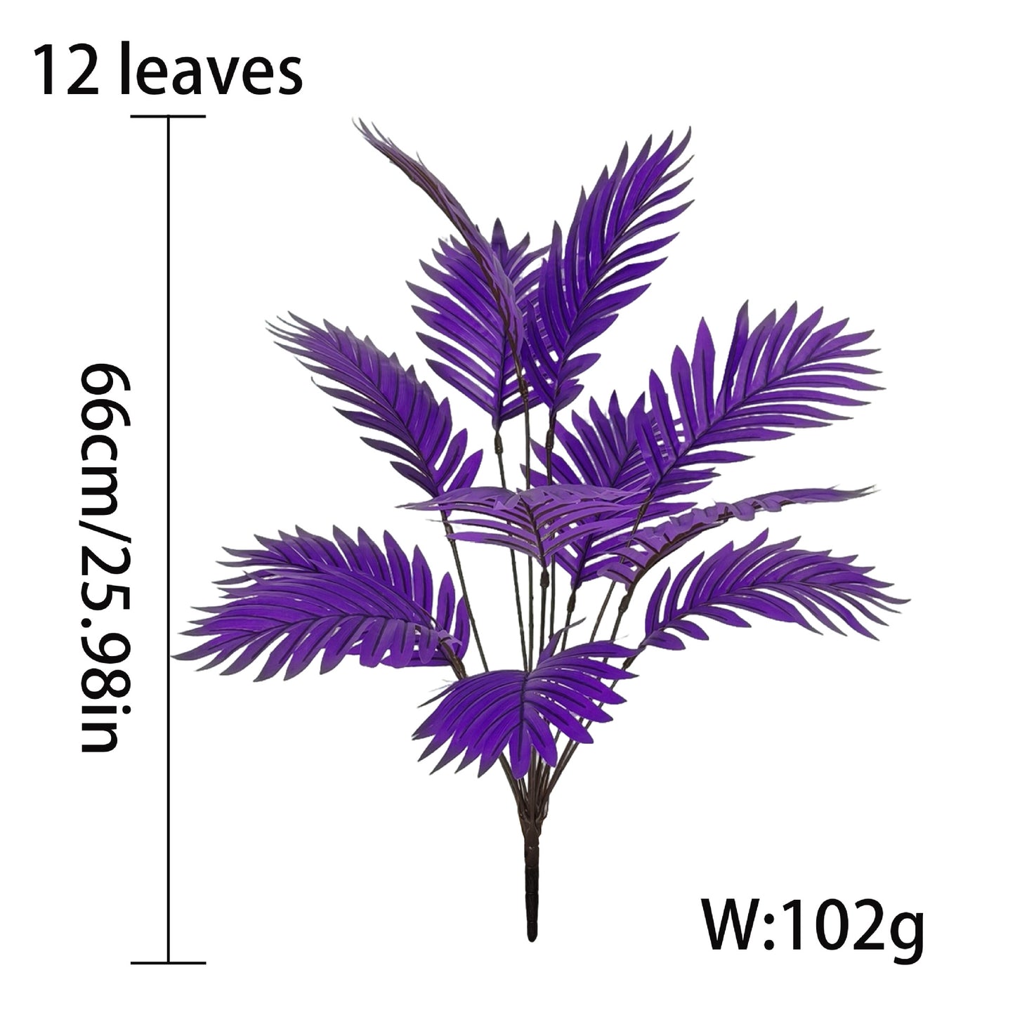 Faux Black Palm Tree (12 Leaves) - Gothic Home Decor Artificial Plant, Pot Not Included