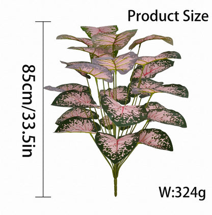 Lush Artificial Caladium Plant (24 Leaves) - Large Faux Elephant Ear Tropical Greenery for Floor, Foyer & Entryway Decor, UV Protected Silk Plant (Planter Not Included)