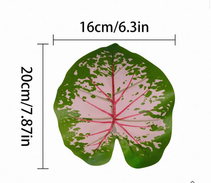 Lifelike Faux Caladium Houseplant (18 Leaves) - Vibrant Artificial Elephant Ear Plant for Living Room, Dining Table & Porch, Faux Silk Greenery (No Pot Included)