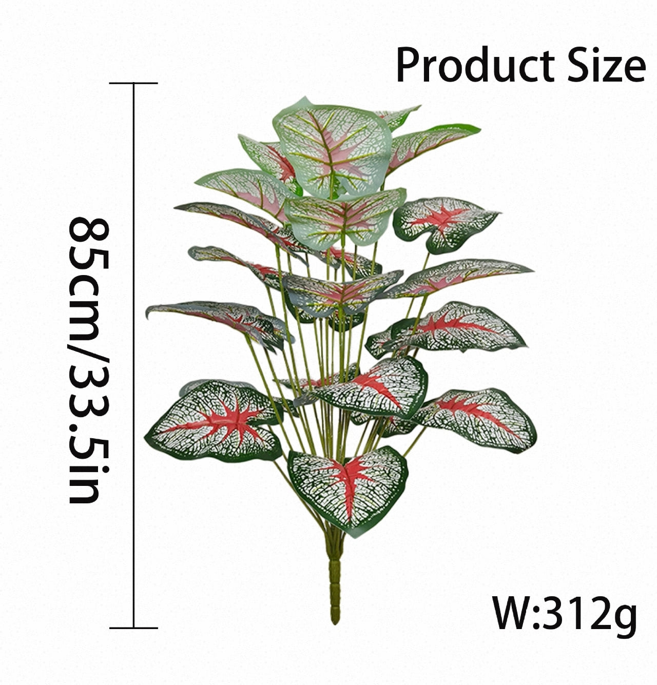 Lush Artificial Caladium Plant (24 Leaves) - Large Faux Elephant Ear Tropical Greenery for Floor, Foyer & Entryway Decor, UV Protected Silk Plant (Planter Not Included)