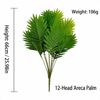 Lifelike 12-Frond Artificial Areca Palm Tree - Premium Faux Tropical Silk Plant for Home & Office Decor (Planter Not Included)