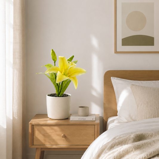 Real-Touch 3D Printed Artificial Yellow Lily Bundle - Bright & Cheerful Faux Flowers for Kitchen & Farmhouse Decor
