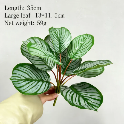 Real Touch Faux Apple Calathea Plant - 10 Leaves 10" Fake Prayer Plant Leaves for Indoor Home Office Decor (Pot Not Included)